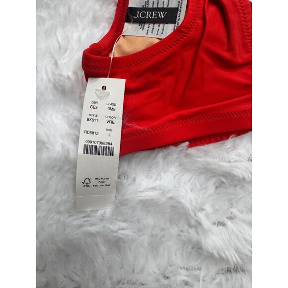 J.Crew Red Bikini Top Adjustable Back Lined Heritage Scoop Neck Bikini Top Large - Picture 6 of 10